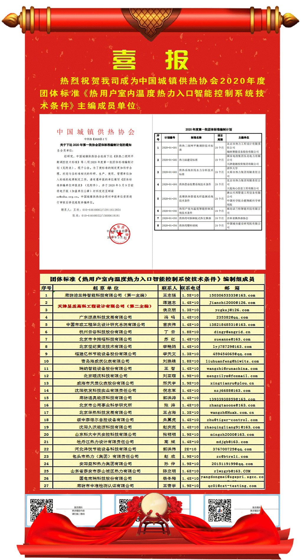 熱烈祝賀我司成為團體標準《熱用戶室內溫度智能控制系統技術條件》的主編成員單位